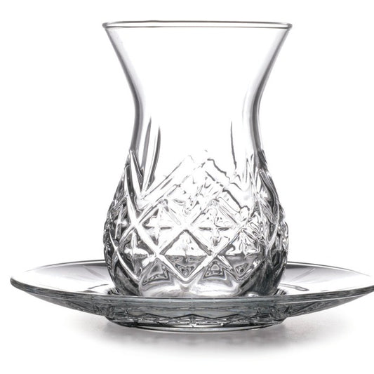 Pasabahce Ensemble de 12 verres à thé intemporels au design ancien