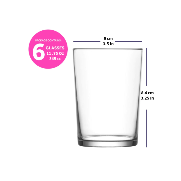 LAV Bodega 6-Piece Drinking Glasses Set, 11.75 Oz