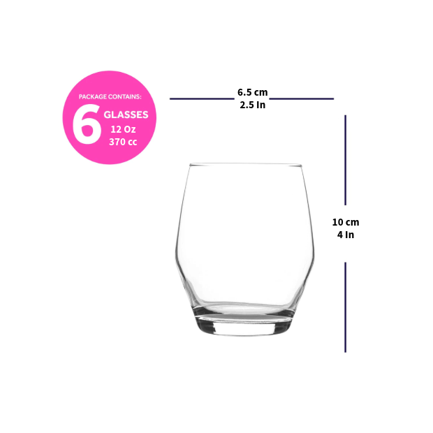 LAV Ella 6-Piece Whiskey Glasses Set, 12 oz