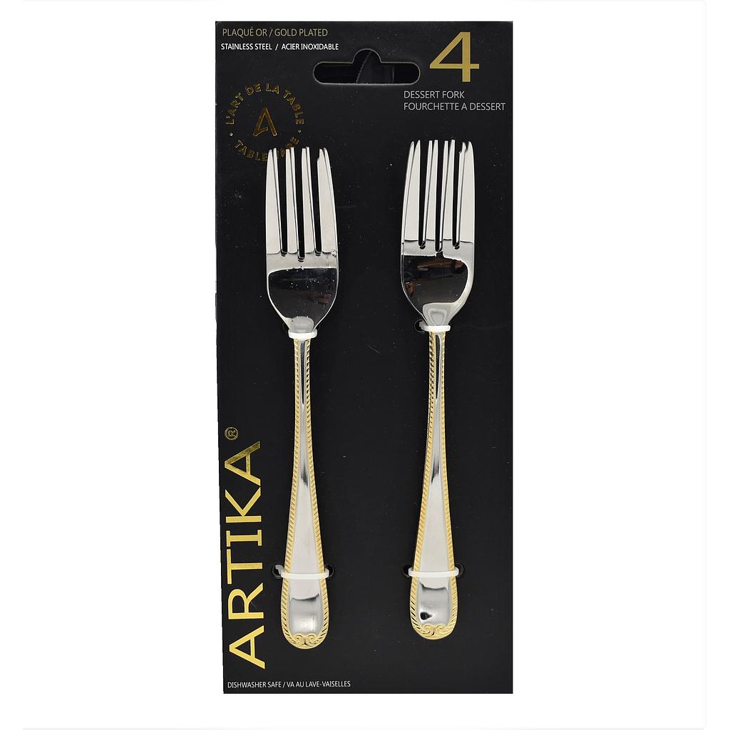 Artika 4-Pieces Dessert Fork/Gold