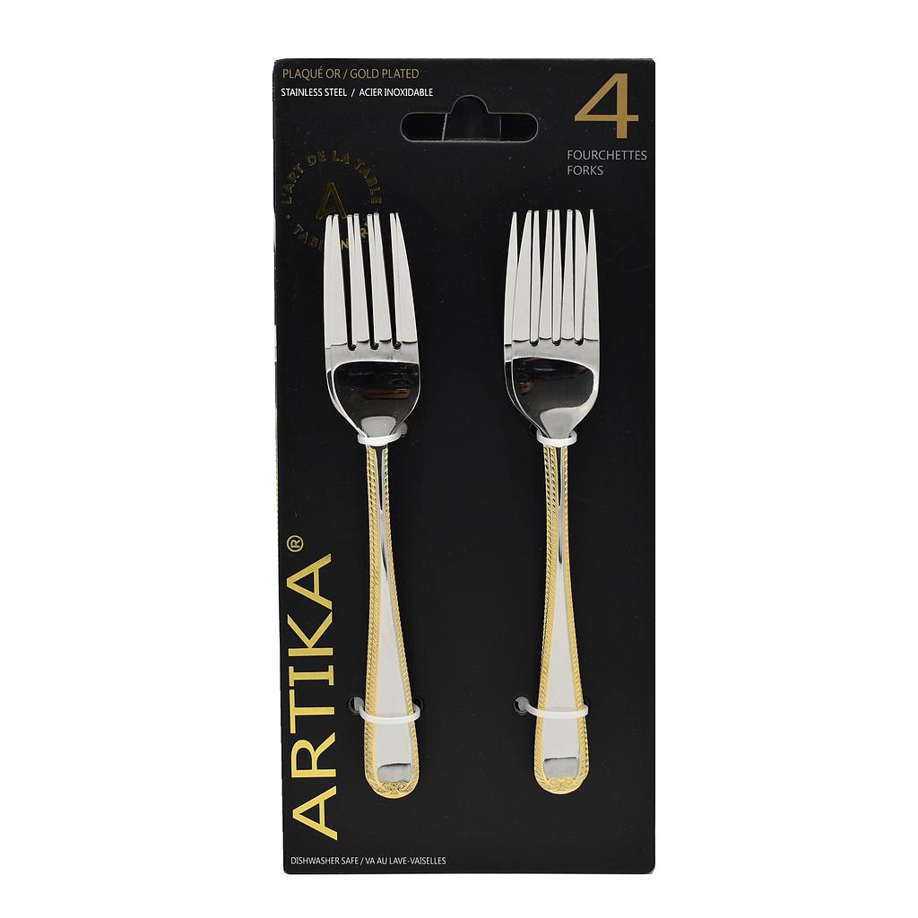 Artika 4-Pieces Cake Fork/Gold