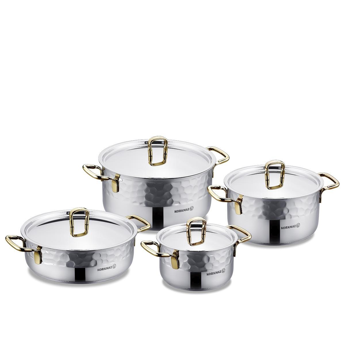 Korkmaz Erna 8 pcs Cookware Set Gold