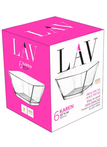 LAV Karen Ensemble de bols de service en verre 6 pièces, 10 oz