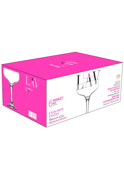 LAV Misket Verres à cocktail coupés 6 pièces, 8 oz