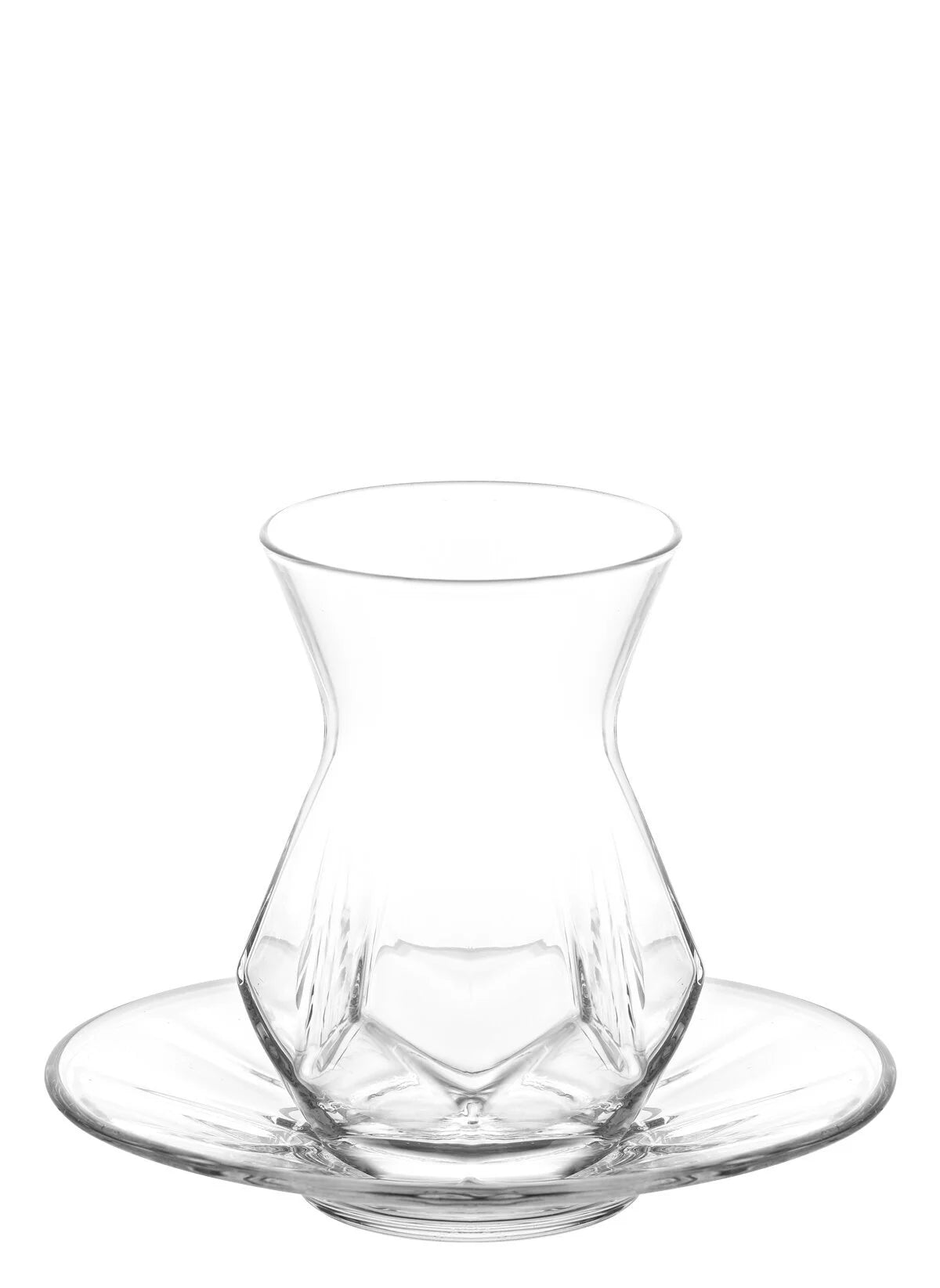 Lav Alya Unique Design Tea Glasses Set 6-Piece Glass, 6- Piece Saucer. 12-Piece