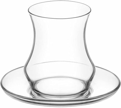 LAV Eda Tea Glasses Set 6- piece Glass, 6- piece Saucer.