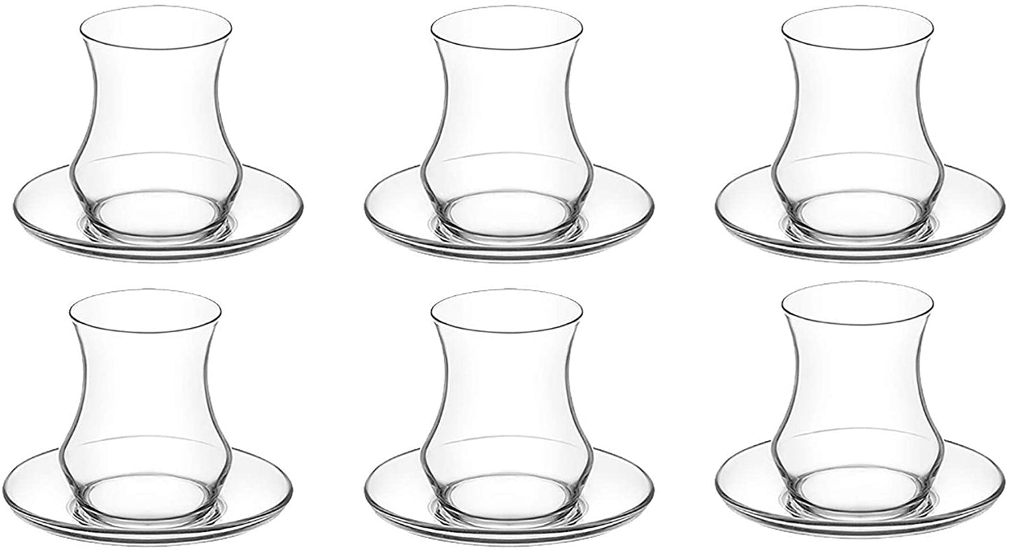 LAV Eda Tea Glasses Set 6- piece Glass, 6- piece Saucer.