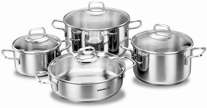 Korkmaz Perla 18/10 stainless steel 8 Piece Cookware Set