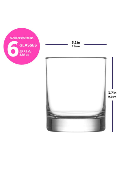 LAV Ada 6-Piece Whiskey Glasses Set, 10.25 oz