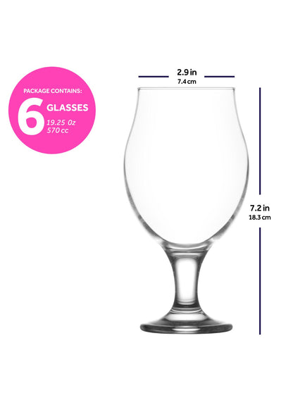 LAV Angelina Ensemble de verres à bière 6 pièces, 19,25 oz