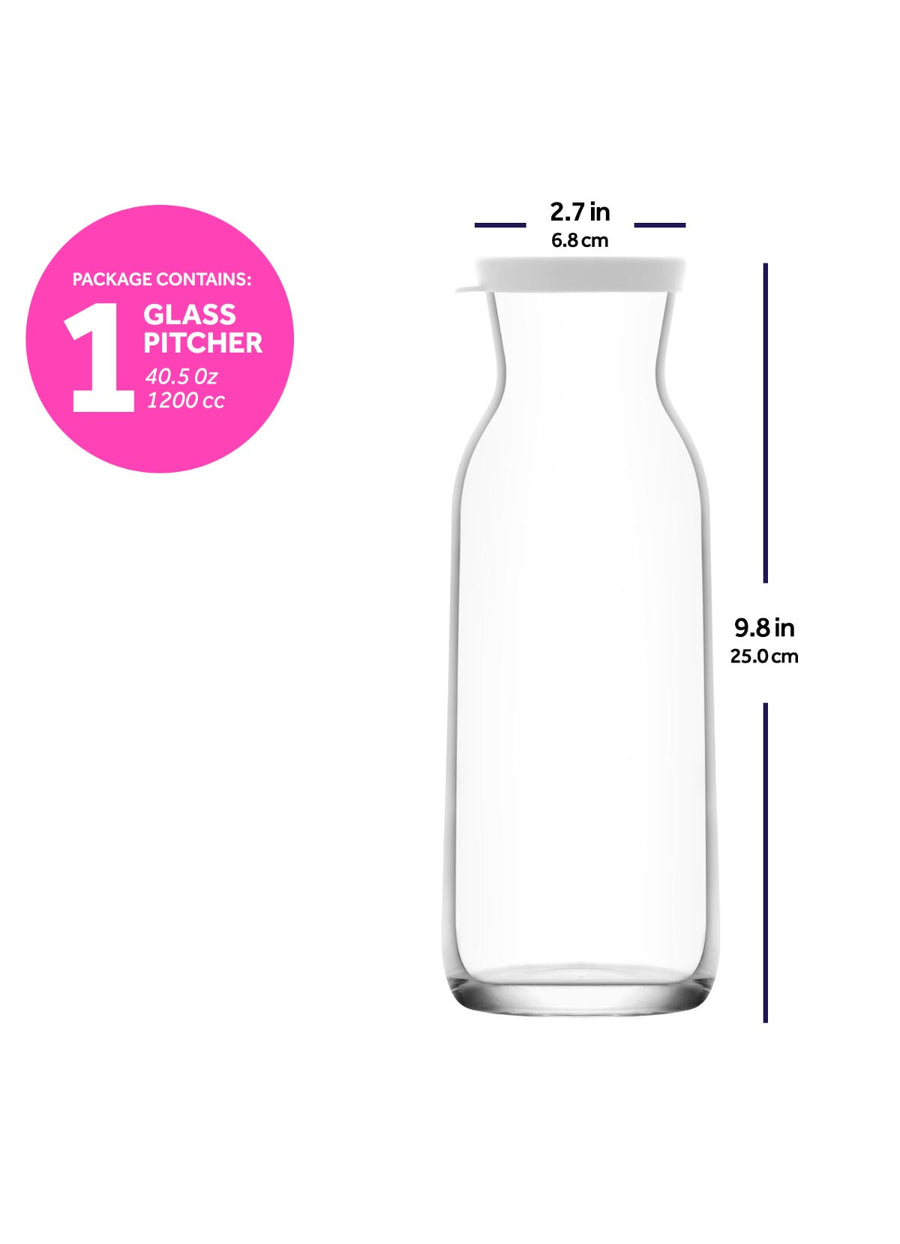 LAV Fonte Carafe en verre transparent avec couvercle, 40 oz