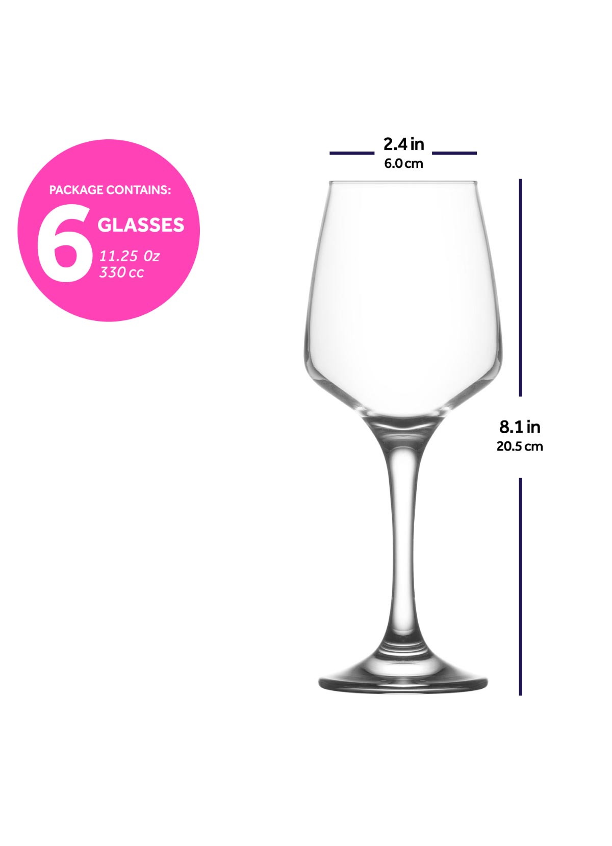 Lav Fame 6-Piece Wine Glasses Set, 13.25 oz