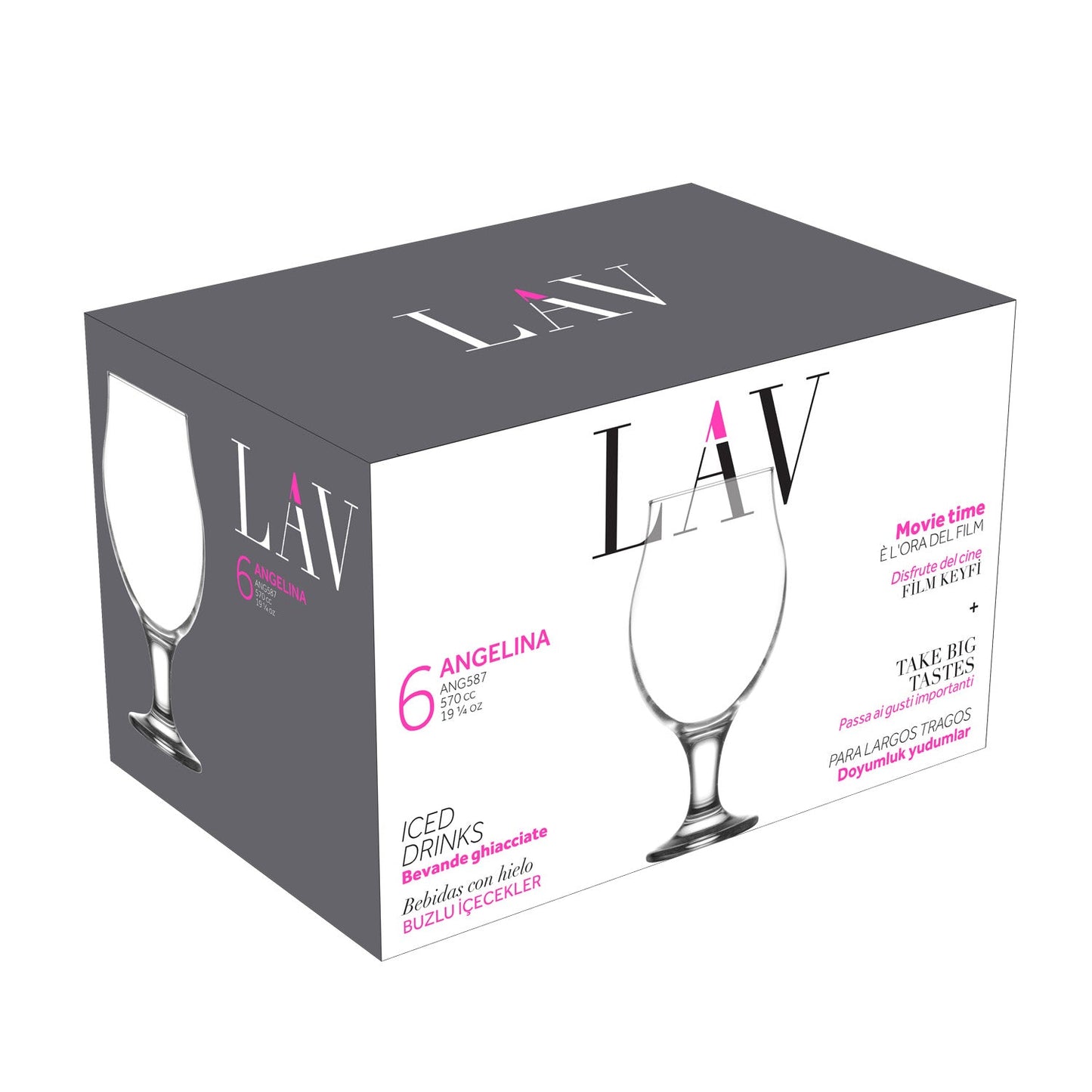 LAV Angelina 6-Piece Beer Glasses Set, 19.25 oz