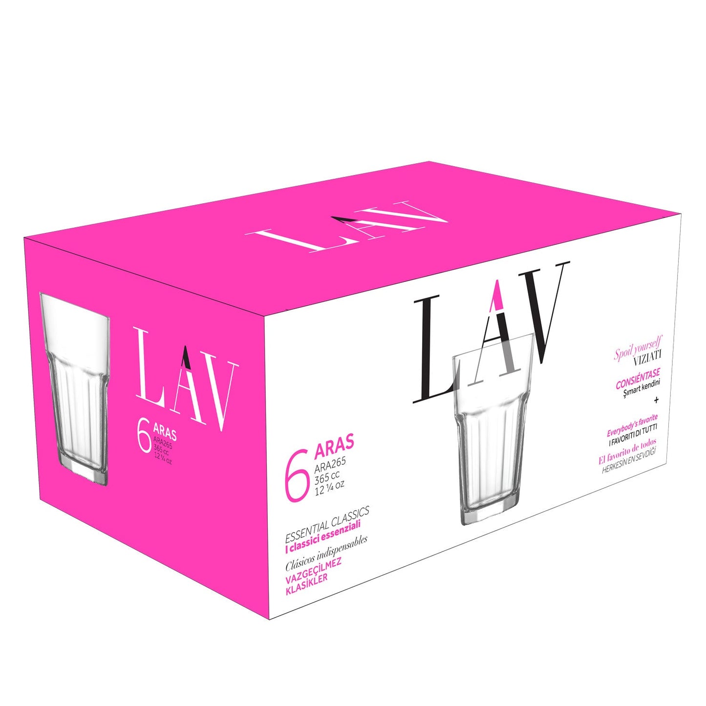 LAV Aras 6-Piece Drinking Glasses Set, 12.25 oz