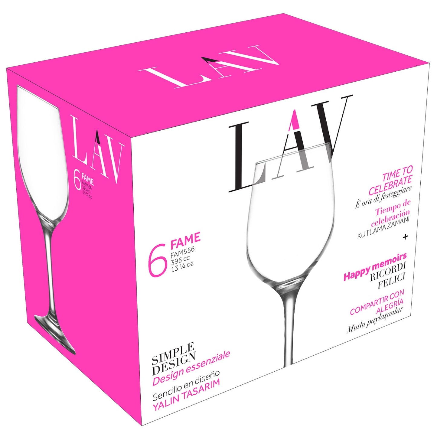 LAV Fame Ensemble de verres à vin 6 pièces, 13,25 oz