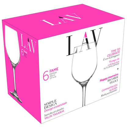 LAV Fame 6-Piece Wine Glasses Set, 13.25 oz