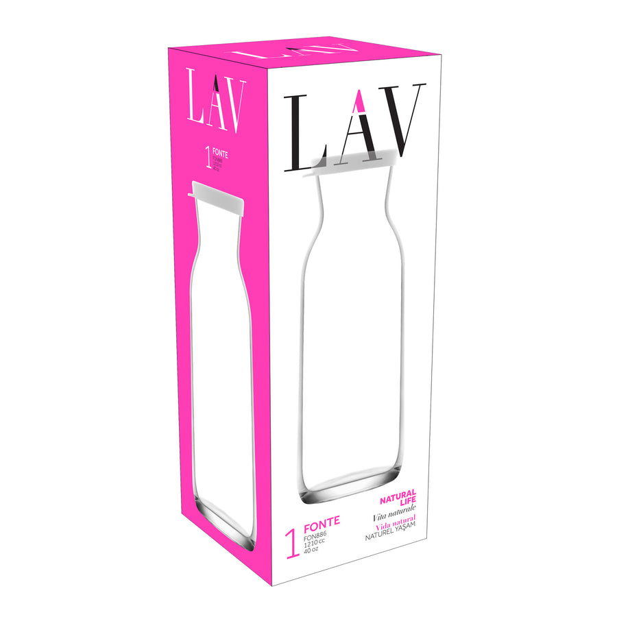 LAV Fonte Carafe en verre transparent avec couvercle, 40 oz