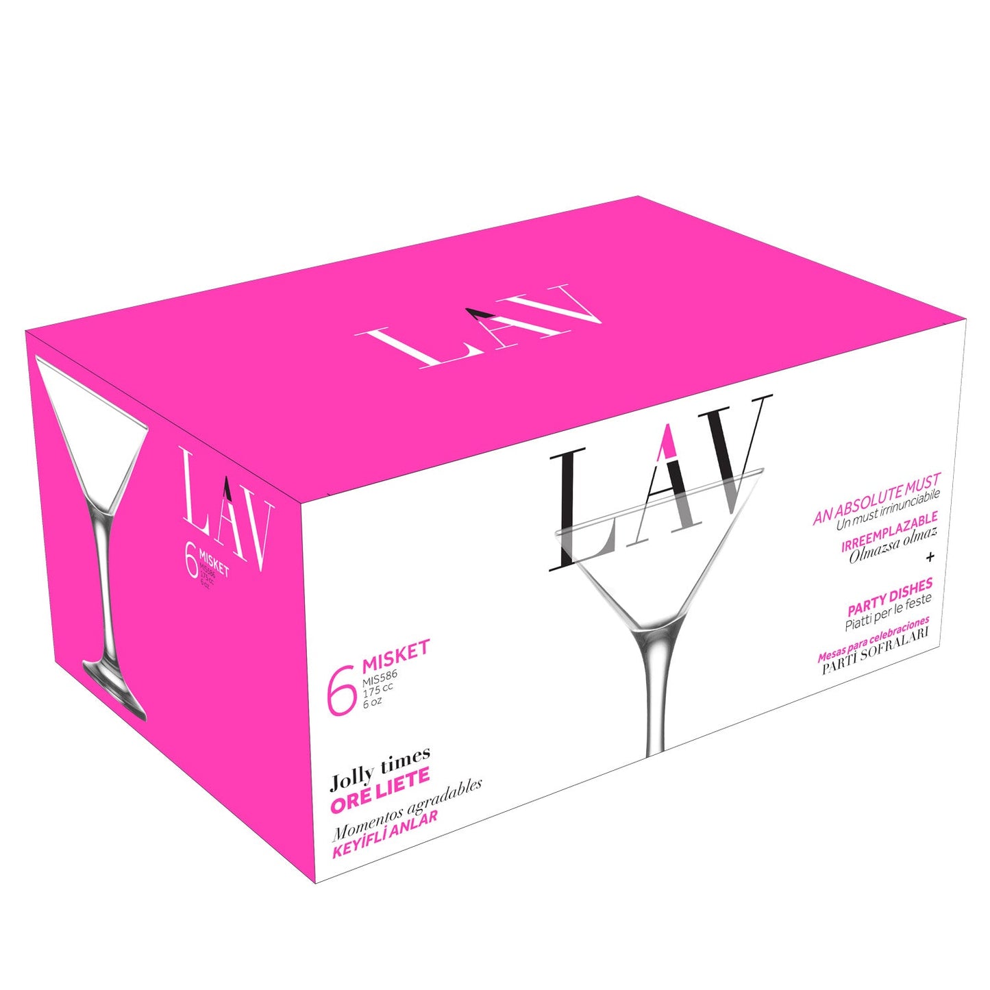 LAV Misket 6-Piece Martini Cocktail Glasses, 6 oz