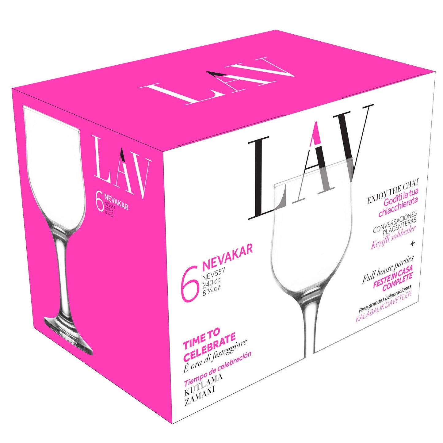 LAV Nevakar 6-Piece Wine Glasses Set, 8.25 oz