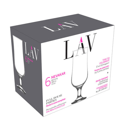 LAV Nevakar 6-Piece Hurricane Cocktail Glasses Set, 13 oz