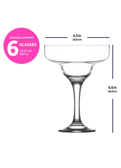 LAV Misket Verres à cocktail margarita 6 pièces, 10,25 oz