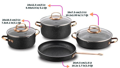 Korkmaz Galaksi 7 Piece Rosa Gold Cookware Set