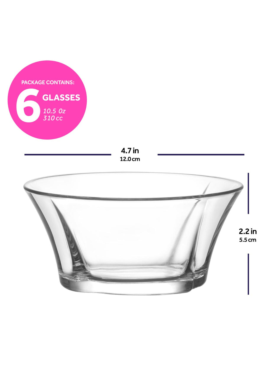 LAV Truva 10.25 Ounce Glass Bowls 6 Piece Set